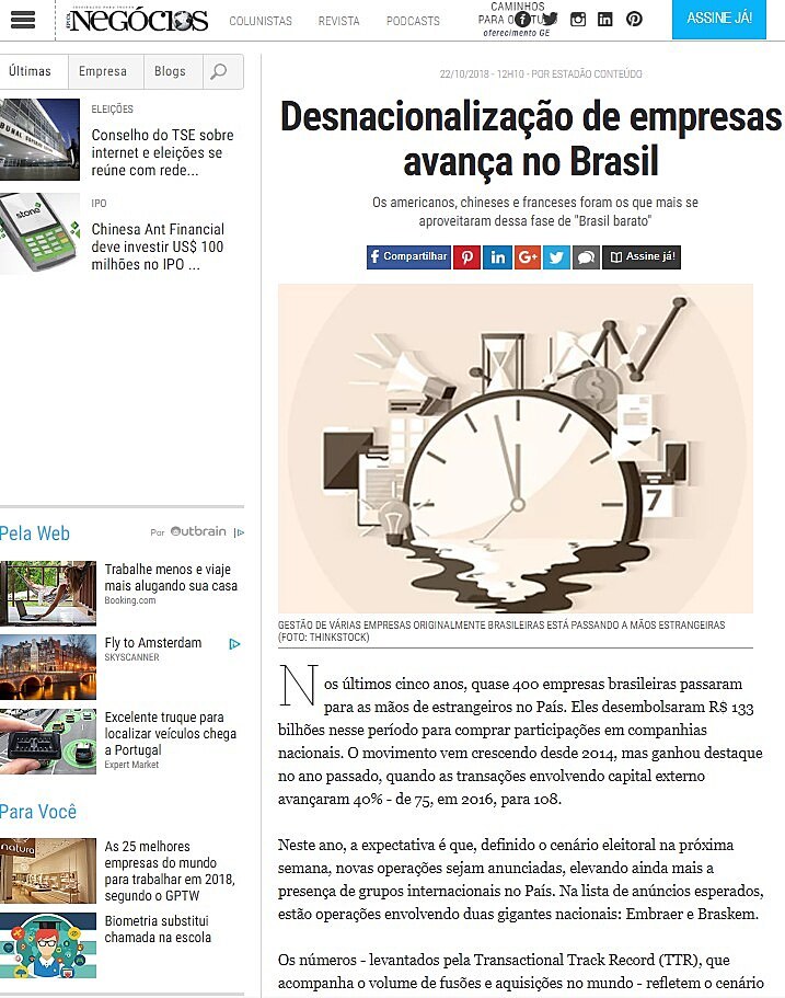 Desnacionalizao de empresas avana no Brasil